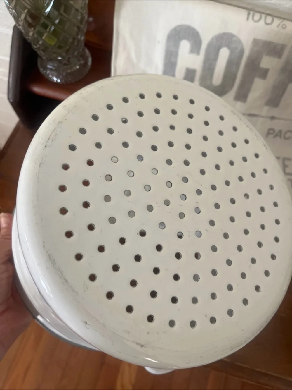 White Enamel Strainer/Colander Insert For Stock Pot With Handles Kitchen Decor